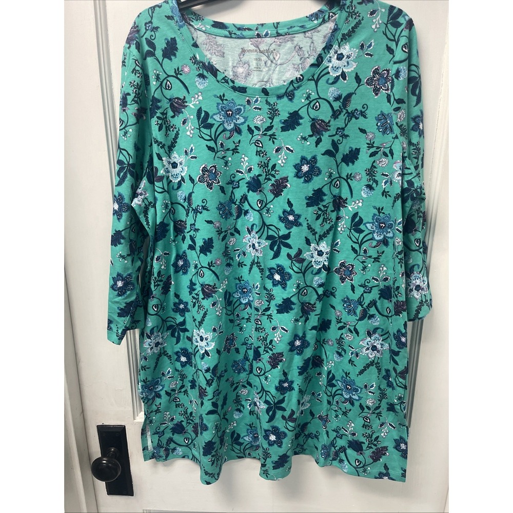 Women's 3/4 Sleeve Floral Print Shirt Size Large Women Within
